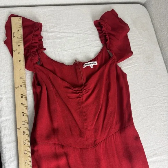 Reformations Dress Red Women 10 Butterfly Cherry Milkmaid Babydoll Maxi Romantic - Picture 11 of 13